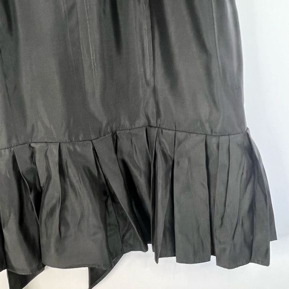 Vera Wang Maids Black Spaghetti Strap Ruffle Back Tie Waist Cocktail Dress Sz 14 - Picture 7 of 12